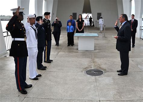 The Secdef Performs A Reenlistment Ceremony At The Uss Arizona Memorial