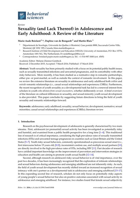 Pdf Sexuality And Lack Thereof In Adolescence And Early Adulthood