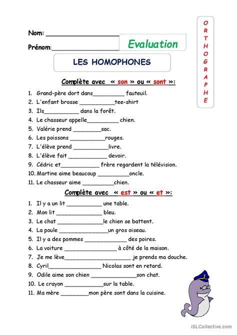 Homophones son et sont Français FLE fiches pedagogiques pdf doc