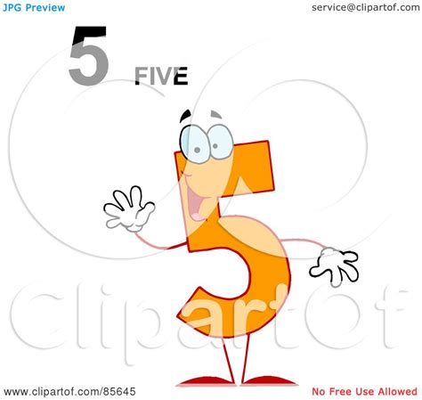 Royalty Free Rf Clipart Illustration Of A Friendly Orange Number 5