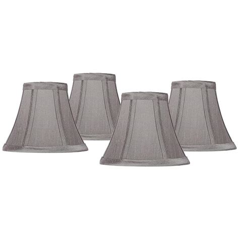 Pewter Gray Bell Chip Chandelier Shades 3x6x5 Clip On Set Of 4