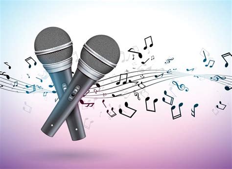 Vector Banner Illustration On A Musical Theme With Microphones And