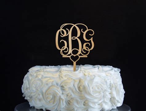 Monogram Cake Topper Unpainted Wooden Cake Topper Wedding Cake