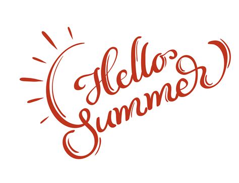 Hello Summer Words On White Background Frame Calligraphy Lettering