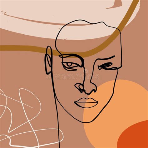 Woman Face Collage Abstract Warm Terracotta Nude Color Shapes Interior
