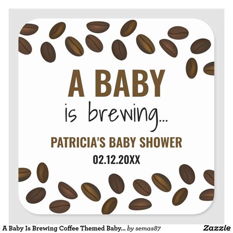 A Baby Is Brewing Coffee Themed Baby Shower Square Sticker