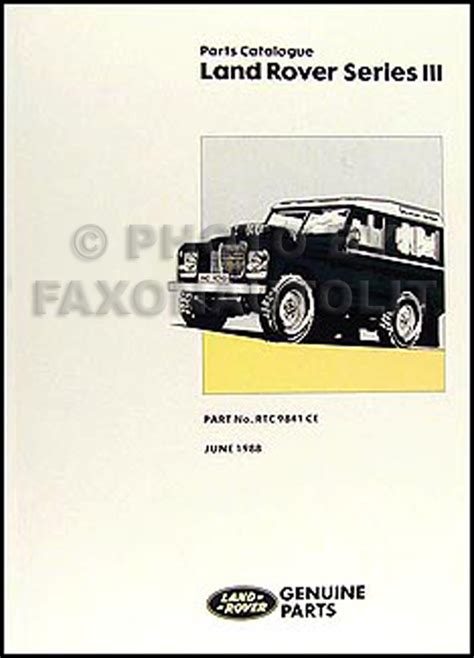 1972 1985 Land Rover Series Iii Parts Book Reprint