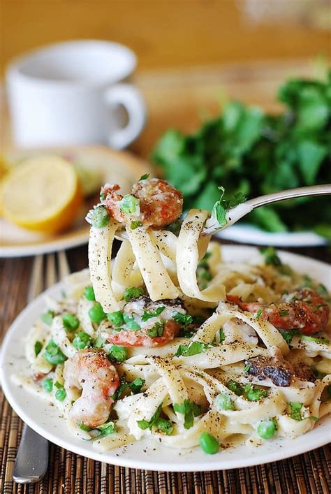 The recipe for broccoli shrimp alfredo is straightforward to make from scratch, including the alfredo sauce; Healthy fettuccine alfredo with shrimp & mushrooms - Julia ...