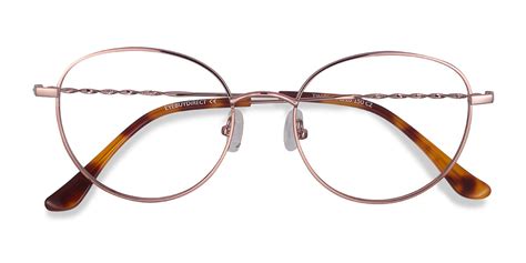 Rose Gold Round Prescription Eyeglasses Large Full Rim Metal Eyewear Twirl Eclectic Frames