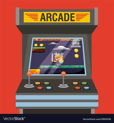 Arcade Video Game Machine With Level Knight Vector Image