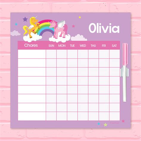 Sweet Unicorns Chore Chart For Kids By Spark And Spark