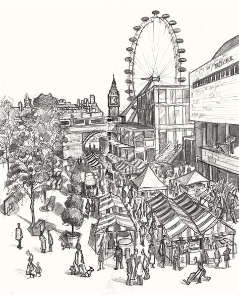 Festivals have been organized for thousands of years. A painting and drawing of The Real Food Market , London ...