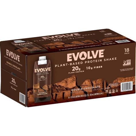 Evolve Plant Based Protein Shake Double Chocolate 11 Fl Oz 18 Pk