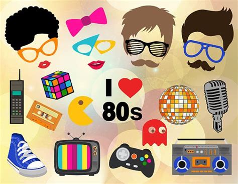Printable 1980s Party Photobooth Props 80s Photo Booth Props I Love