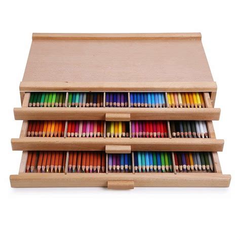 3 Drawer Wooden Art Storage Box For Pencil Pen Pastel Wooden Marker Set