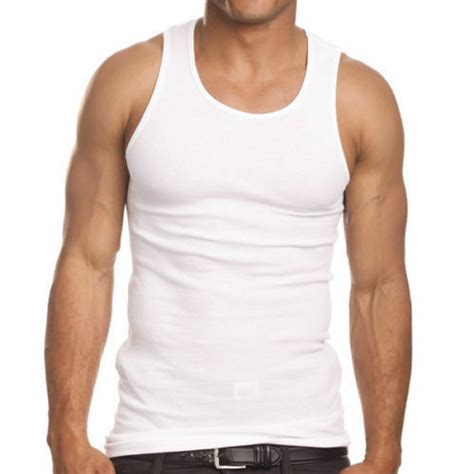 3 Men White Tank Top 100 Cotton A Shirt Wife Beater Ribbed Undershirt