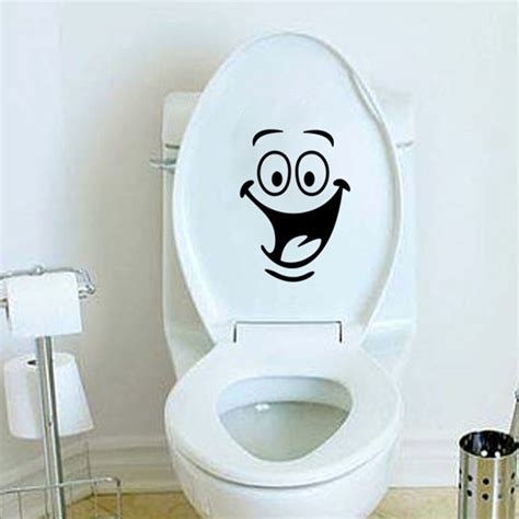 DSU DIY Śmieszne Twarz Uśmiech Toaleta Naklejka Czarny Cartoon Emogi