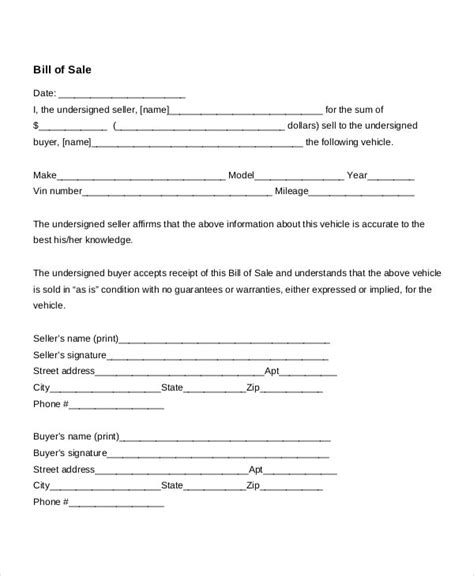 Auto Bill Of Sale 11 Free Word Pdf Documents Download Free