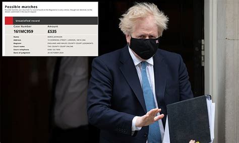 No10 Is Tight Lipped Over Boris Johnson S £535 County Court Debt Daily Mail Online