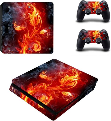 Skinown Ps4 S Slim Skin Red Flame Flower Sticker Vinly Decal For Sony