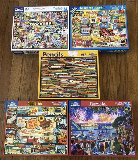Lot Of Five White Mountain 1000 Piece Puzzles Complete Ebay