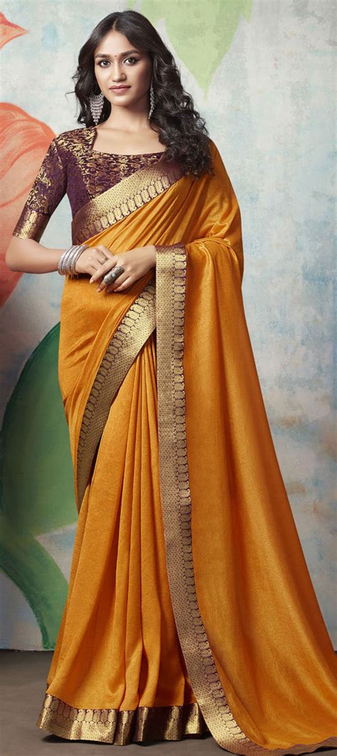 Traditional Yellow Color Art Silk Silk Fabric Saree 1653954