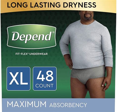 Depend Fit Flex Incontinence Underwear For Men Maximum Absorbency Disposable Xl Grey