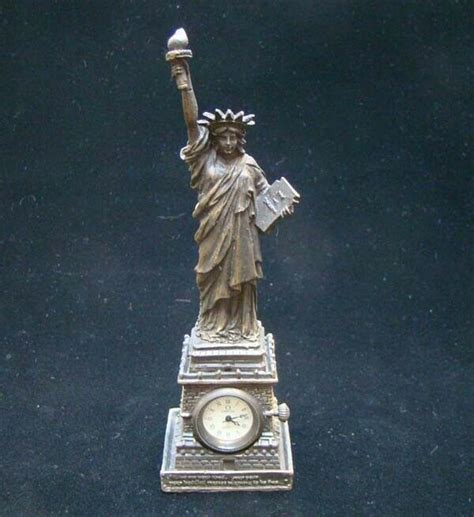 Collectible Handmade Carving Statue Of Liberty Bronze Mechanical Clock
