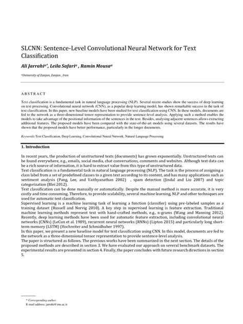 Slcnn Sentence Level Convolutional Neural Network For Text Classification Deepai