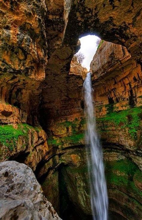 Baatara Gorge Waterfall Lebanon Watervallen Grotten