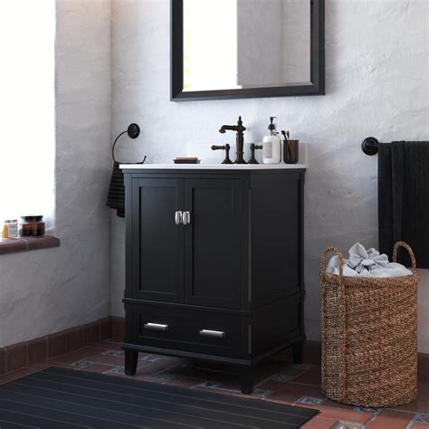 Dorel Living Otum 24 Inch Bathroom Vanity With Sink Black Wood