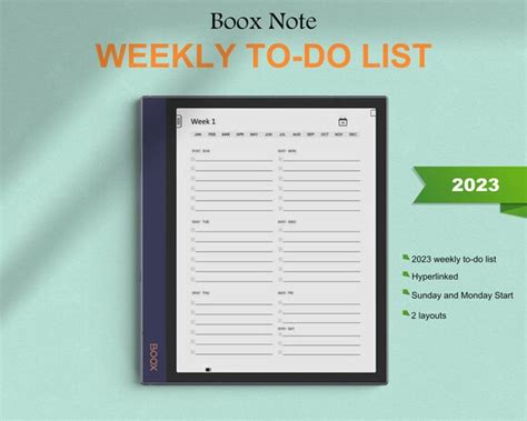 Boox Note Templates 2023 Weekly To Do List Boox Note Air Etsy Australia