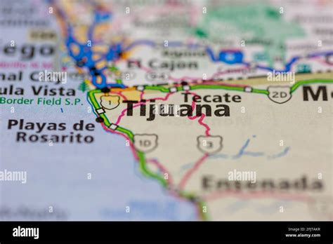 Tijuana México Y Sus Alrededores Se Muestran En Un Mapa De Carreteras O