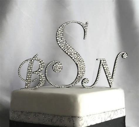 Three Initial Monogram Cake Topper In Any Letters A B C D E F G H I J K ...