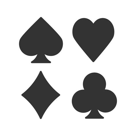 Playing Cards Suits Glyph Icon Silhouette Symbol Spade Clubs Heart