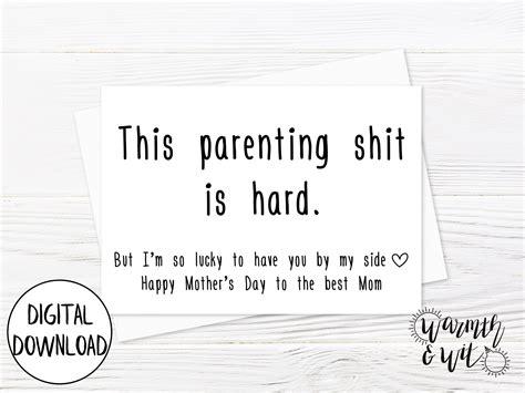 Printable Mothers Day Card For Wife Funny Funny Mothers Day Etsy