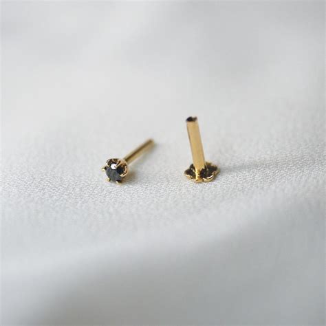 Tiny Black Diamond Nose Pin 18kt Gold Melt Jewellery