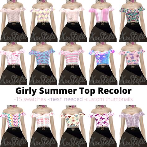 Sims 4 Cc Girly Summer Top Recolor Summer Top Girly Recolor