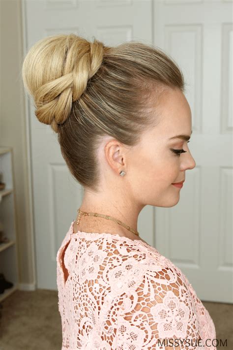 Man braids + medium length hair. Braid Wrapped High Bun | MISSY SUE