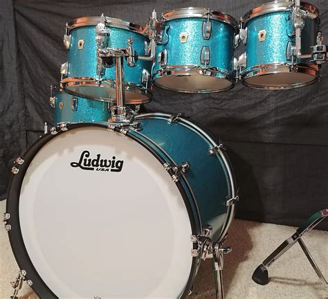 Ludwig Classic Maple 5pc Drum Set In Teal Sparkle Absolute Reverb