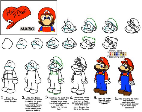 How To Draw Mario Characters Step By Step Draw Marios Arms And Legs