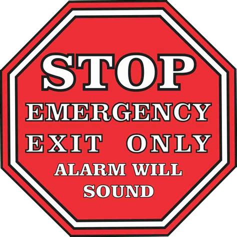 5inx5in Stop Emergency Exit Only Alarm Will Sound Sticker Vinyl Sign Decal