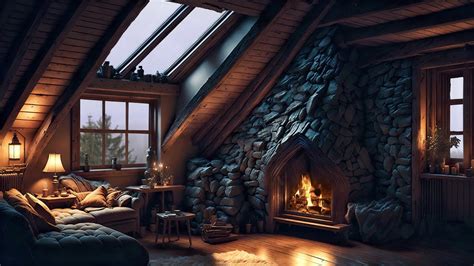 Cozy Attic Ambience With Indoor Rain And Fireplace Sounds For