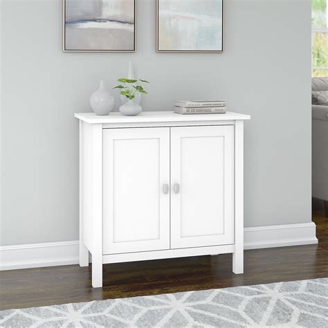 Storage Cabinet With Doors In Pure White By Bush