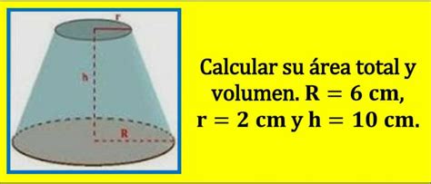 Calcula el área total y el volumen del tronco de cono profe mates jac