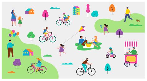 Best Premium People Doing Activities In Park Illustration Download In