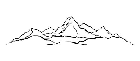 Hand Drawn Mountains Sketch Landscape With Hills And Peaks Stock Vector