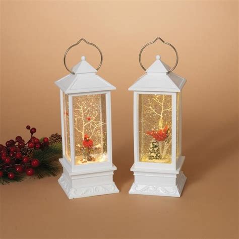 Gerson International Elegant Lighted White Snow Globe Lanterns With
