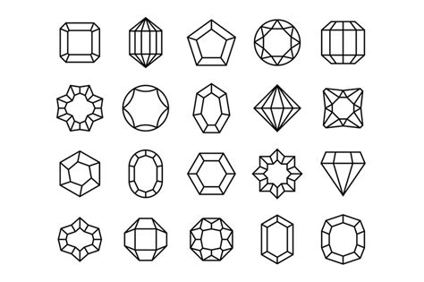 Figure out how many spaces you need for each line on the left and right sides of the diamond. Gem line. Geometric gems diamonds precious jewels outline ...