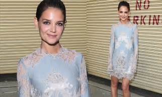 Katie Holmes Stuns In Pastels Mini Dress At Nyfw Daily Mail Online